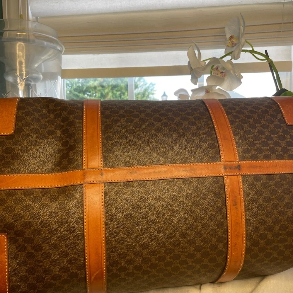 Celine Macadam Boston Canvas Duffle with Leather Trim